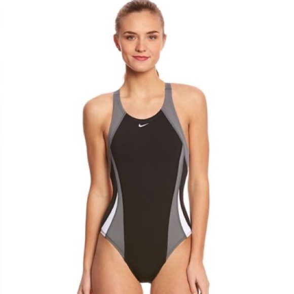 Nike Women's Black and Gray Swimsuit - Picture 1 of 4